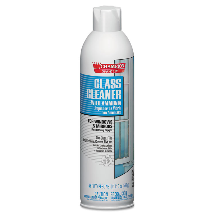 CHAMPION SPRAYON GLASS CLEANER WITH AMMONIA, 19OZ, AEROSOL, 12/CARTON redirect to product page