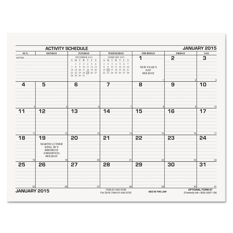SKILCRAFT Activity Schedule by AbilityOne™ NSN5453726
