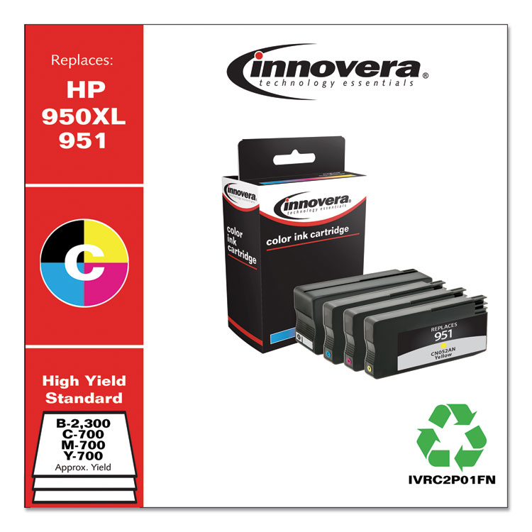 Innovera remanufactured alternative for HP 950XL HP 951XL 4-Pack High Yield Black, Cyan, Magenta, Yellow Ink Cartridges