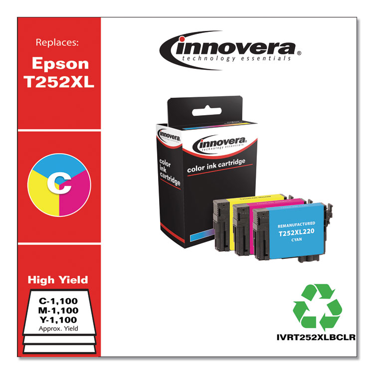 Cyan, Magenta, Yellow High Yield Ink Cartridges for Epson T252XL 3-Pack