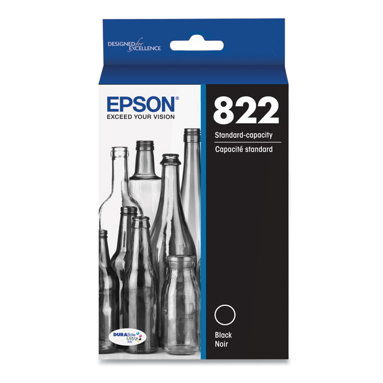 T822120S Epson T822 Standard Capacity Black Ink Cartridge W/Sensormatic