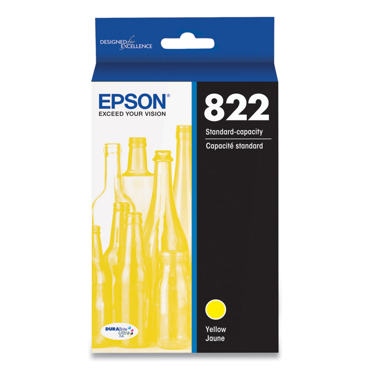 T822420S Epson T822 Standard Capacity Yellow Ink Cartridge W/Sensormatic