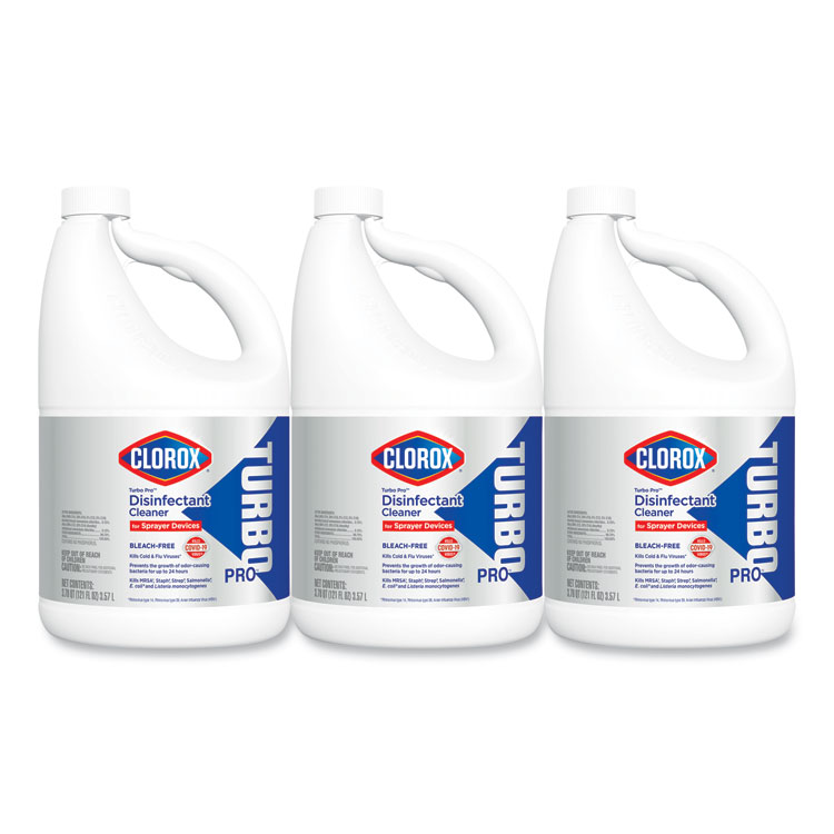 Clorox TurboPro Disinfectant Cleaner for Sprayer Devices, 121 oz Bottle, 3/Carton