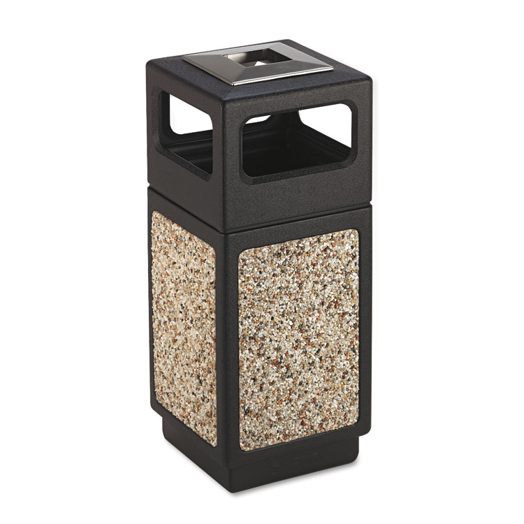 CANMELEON ASH/TRASH RECEPTACLE, SQUARE, AGGREGATE/POLYETHYLENE, 15 GAL, BLACK redirect to product page