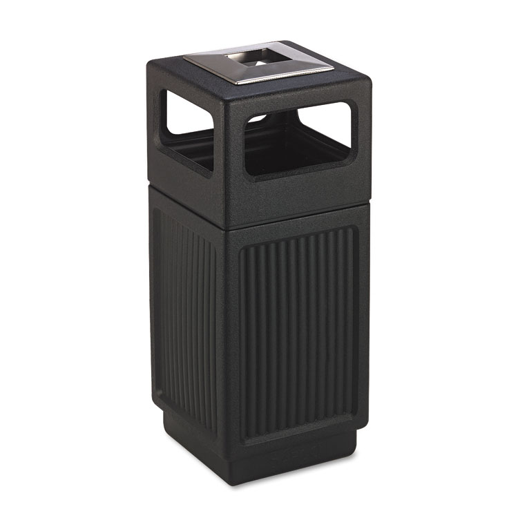 CANMELEON ASH/TRASH RECEPTACLE, SQUARE, POLYETHYLENE, 15 GAL, TEXTURED BLACK redirect to product page