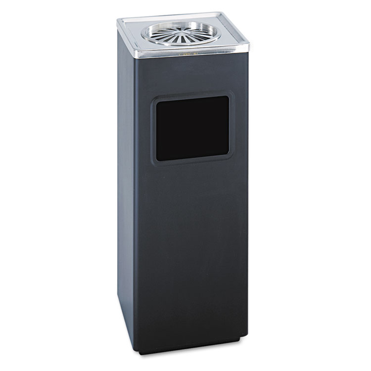 ASH 'N TRASH SANDLESS URN, SQUARE, STAINLESS STEEL, 3 GAL, BLACK/CHROME redirect to product page