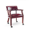 Alera® Traditional Series Guest Arm Chair w/Casters, Mahogany Finish/Oxblood Vinyl