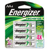 Energizer® e² NiMH Rechargeable Batteries, AA, 4 Batteries/Pack