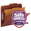 Smead® Pressboard Classification Folders, Self Tab, Letter, Four-Section, Red, 10/Box