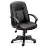 basyx® VL601 Leather Mid-Back Swivel/Tilt Chair, Metal, 26w x 33-1/2d x 43h, Black