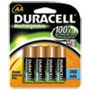 Duracell® Rechargeable NiMH Batteries with Duralock Power Preserve Technology, AA, 4/Pack