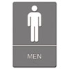 Headline® Sign ADA Sign, Men Restroom Symbol w/Tactile Graphic, Molded Plastic, 6 x 9, Gray