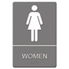 Headline® Sign ADA Sign, Women Restroom Symbol w/Tactile Graphic, Molded Plastic, 6 x 9, Gray
