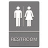 Headline® Sign ADA Sign, Restroom Symbol Tactile Graphic, Molded Plastic, 6 x 9, Gray