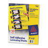 Avery® Clear Self-Adhesive Laminating Sheets, 3 mil, 9 x 12, 50/Box