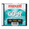Maxell® CD-R Disc, 700MB/80min, 48x, w/Slim Jewel Case, Silver