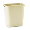 Rubbermaid® Commercial Deskside Plastic Wastebasket, Rectangular, 7 gal, Beige