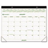 AT-A-GLANCE® Recycled Two-Color Desk Pad Calendar, Green and Brown, 22