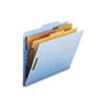 Smead® Pressboard Classification Folders, Letter, Six-Section, Blue, 10/Box