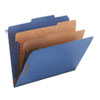 Smead® Pressboard Classification Folders, Letter, Six-Section, Dark Blue, 10/Box