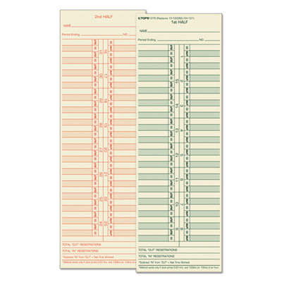 Tops 1258 Time Card for Cincinnati Lathem Simplex Job Card 1-Sided 3-1/2 x 9 500/Box 
