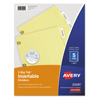 Insertable Clear Big Tabs Avery 8-Tab Binder Dividers 11112 1 Set 