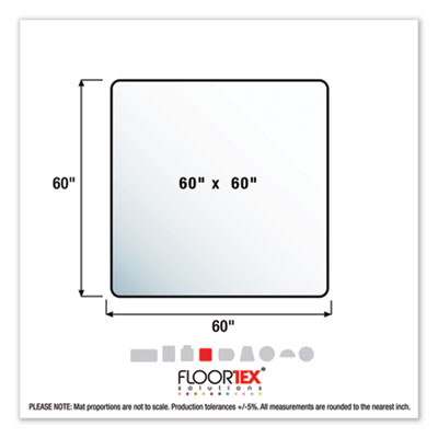Floortex Polycarbonate XXL Office Mat 60 x 60 for Hard Floors Clear FR1215015019ER 