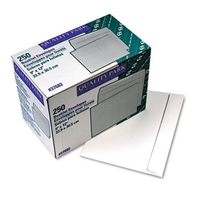 White 9x12 250//Box Quality Park 37682 Gummed Booklet Envelopes