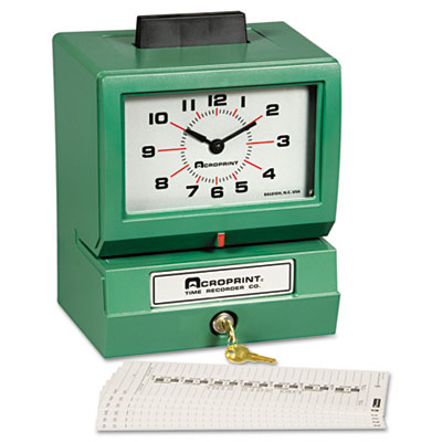 Acroprint 012070411 Model 150 Analog Automatic Print Time Clock with Month/Date/1-12 Hours/Minutes 