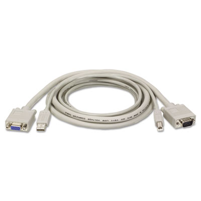 Kvm cable kit, 6 ft, usb/hd15, gray, sold as 1 each