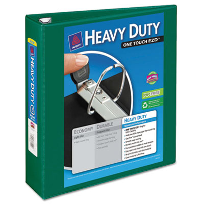 Heavy-duty view binder w/locking 1-touch ezd rings, 2" cap, green, sold as 1 each