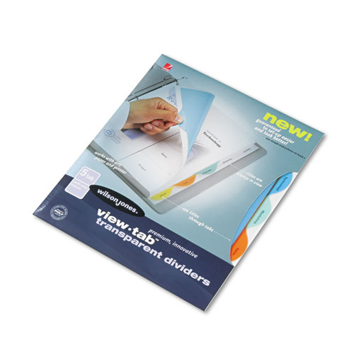 View-Tab Transparent Index Dividers, 5-Tab, Round, Letter, Assorted, 5/Set