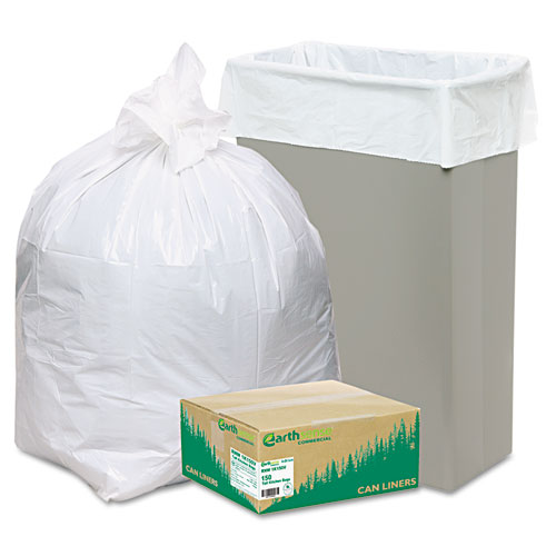Recycled Tall Kitchen Bags, 13-16 gallon, 0.8 mil, 24 x 31, White, 150 Bags/Box