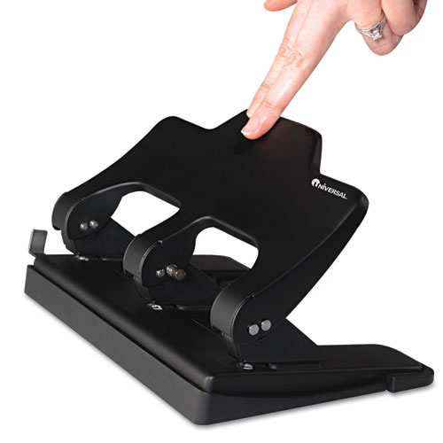 30-Sheet Three-Hole Power Assist Punch, Black