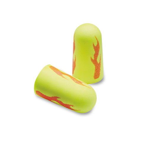 E-A-Rsoft Blasts Earplugs, Uncorded, Foam, Yellow Neon/Red Flame, 200 Pairs/Box