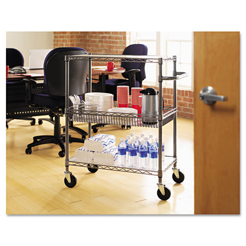 Three-Tier Wire Rolling Cart, 30w x 18d x 40h, Black Anthracite