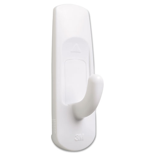 Removable Adhesive Utility Hooks, 3-lb Capacity, Plastic, White, 2/Pack