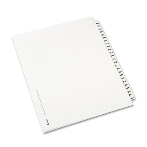 Avery-Style Legal Side Tab Divider, Title: 301-325, Letter, White, 1 Set