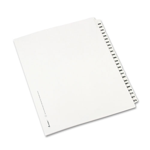 Avery-Style Legal Side Tab Divider, Title: 376-400, Letter, White, 1 Set