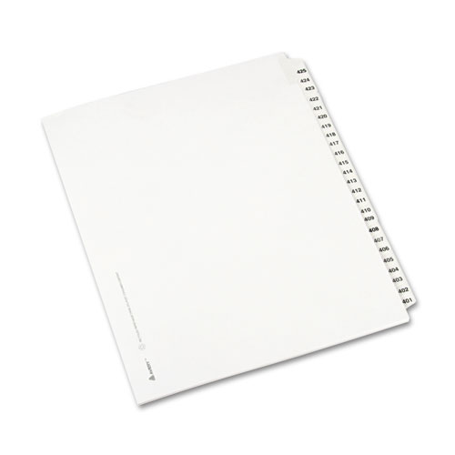 Avery-Style Legal Side Tab Divider, Title: 401-425, Letter, White, 1 Set