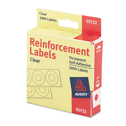 Hole Reinforcements, 1/4" Diameter, Clear, 1000/Pack