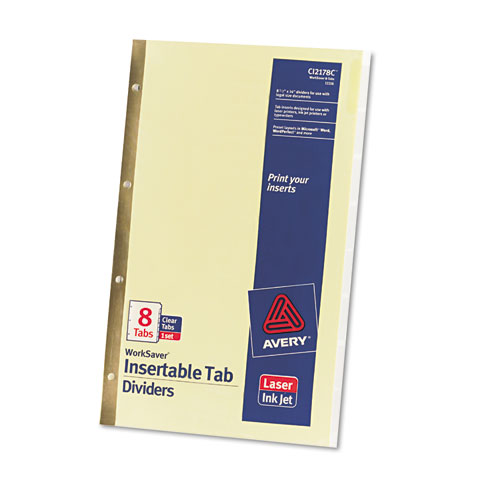 WorkSaver Insertable Tab Index Dividers, 8-Tab, Legal, Clear, 8/Set