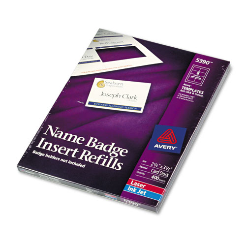 Additional White Laser/Inkjet Inserts, 2 1/4 x 3 1/2, White, 400/Box