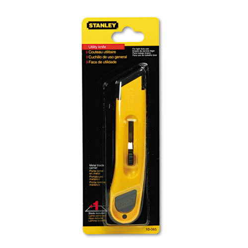 Plastic Light-Duty Utility Knife w/Retractable Blade, Yellow