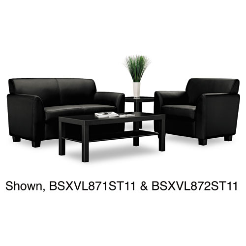 Tailored Leather Reception Two-Cushion Loveseat, 53-1/2w x 28-3/4d x 32h, Black