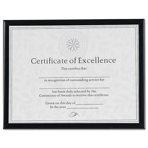 Value U-Channel Document Frame w/Certificates, 8-1/2 x 11, Black
