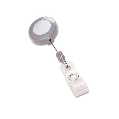 Badgemates Plastic Retractable Name Badge Reel, 23" Extension, Gray, 25/Box
