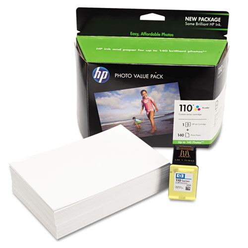 HP 110, (Q8700BN) Tricolor Original Ink Cartridge w/Photo Paper