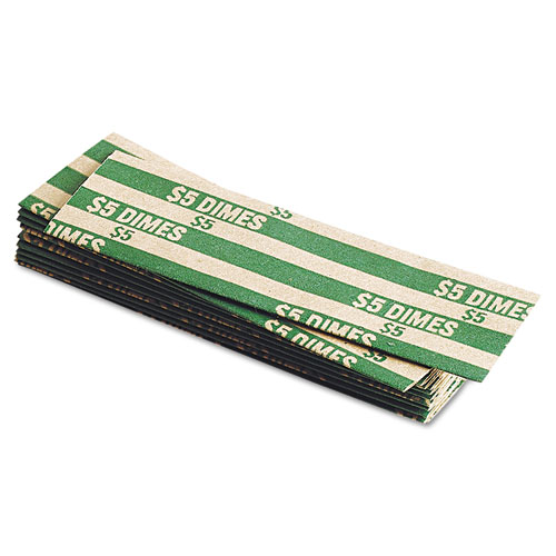 Pop-Open Flat Paper Coin Wrappers, Dimes, $5, 1000 Wrappers/Box