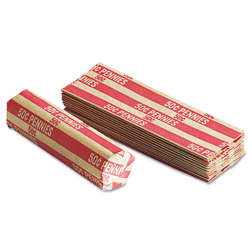Pop-Open Flat Paper Coin Wrappers, Pennies, $.50, 1000 Wrappers/Box